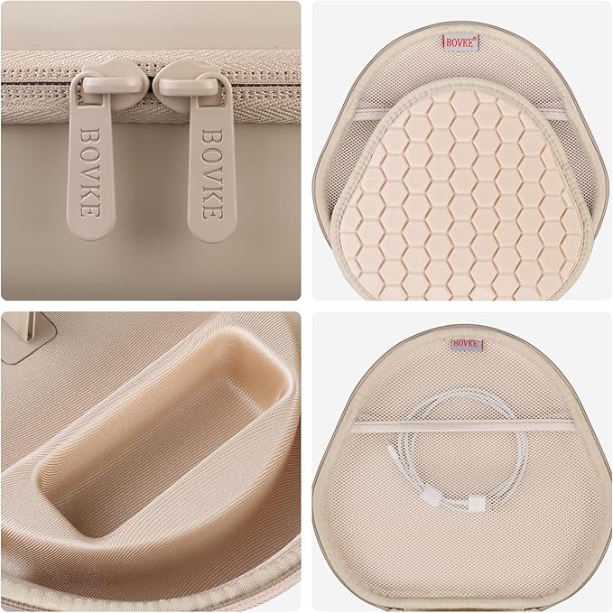 BOVKE Hard Carrying Case with Sleep Mode for Apple AirPods Max Wireless Over-Ear Headphones, AirPods Max Protective Portable Storage Bag with Mesh Pocket for USB-C Charging Cables, Starlight