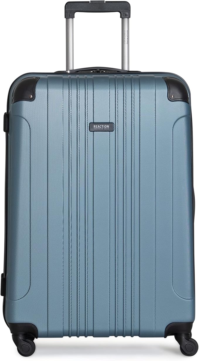 Kenneth Cole REACTION Out of Bounds Lightweight Hardshell 4-Wheel Spinner Luggage, Granite Blue, 28-Inch Checked