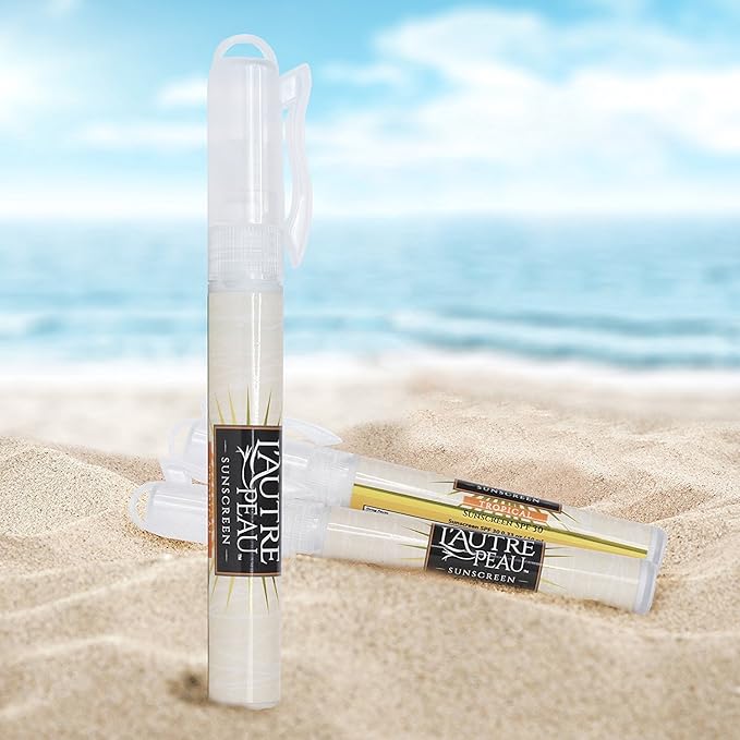 SPF 30 Sunscreen Spray Pen by L’AUTRE PEAU - Water Resistant Tropical Scent - Travel Size Sunscreen for Men, Women and Kids - Non Greasy Broad Spectrum UV Protection - Translucent Frost 3 Pack (10ml)