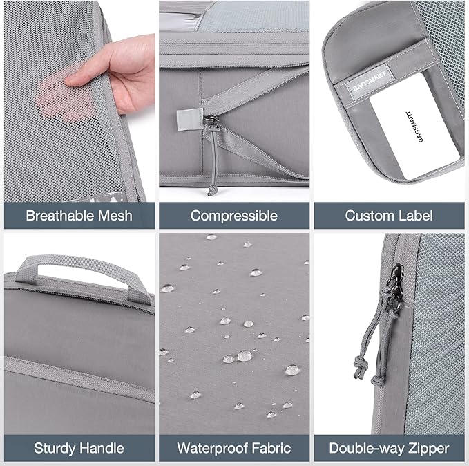 BAGSMART 6 Set /4 Set/2 Set Compression Packing Cubes for Travel, Lightweight Luggage Organizer Bags, Durable Space Saver Bags Travel Essentials
