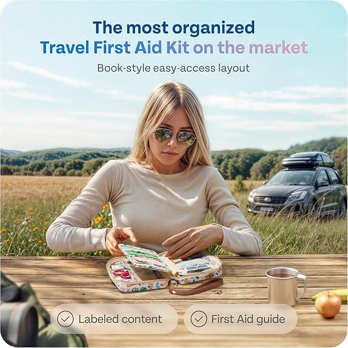 KeepGoing Travel First Aid Kit for Car, Home, Hiking, Camping and Outdoor Emergencies - First Aid Kit Travel Size TSA-Approved
