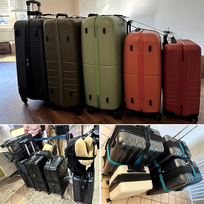 4Pack Luggage Straps Add Bag Straps to Connect Two Suitcases, Adjustable Luggage Belt Connector for Carry On, Travel Attachment Accessories for Connect Your 3 Luggages 4 Color