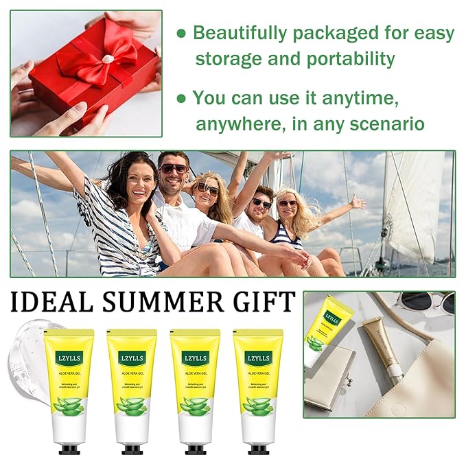 Aloe Vera Gel for Sunburn Relief,Hydrating Travel Size Aloe Vera Gel for Face,Moisturizing Sunburn Relief After Sun Lotion,Fast Absorbing,Non-Sticky Cooling After Sun Lotion Face Moisturizer (A)