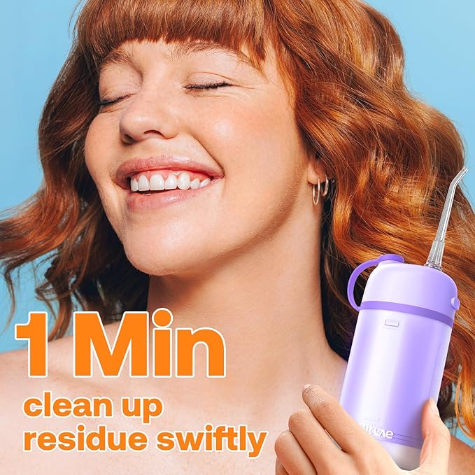 Bitvae P1 Water Dental Flosser, Portable Water Cleaner Picks, Cordless Mini Water Teeth Cleaners with Telescopic Water Tank, IPX7 Waterproof Oral Irrigator, Brace & Sensitive Teeth Care, Purple