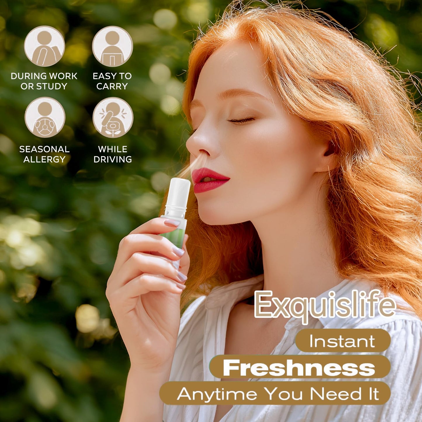 EXQUISLIFE Mint Nasal Stick with Peppermint Oil - Drug-Free Portable Nasal Inhaler for Sinus Relief & Mental Clarity, Soothing Aromatherapy Stick for Adults & Students, 1 Count (1)