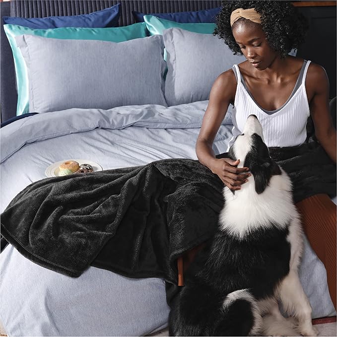 Bedsure GentleSoft Twin XL Fleece Blanket Dorm Bedding - Lightweight Soft Cozy Blankets for Bed, Sofa, Couch, Travel, Camping, Black, 66"x90"