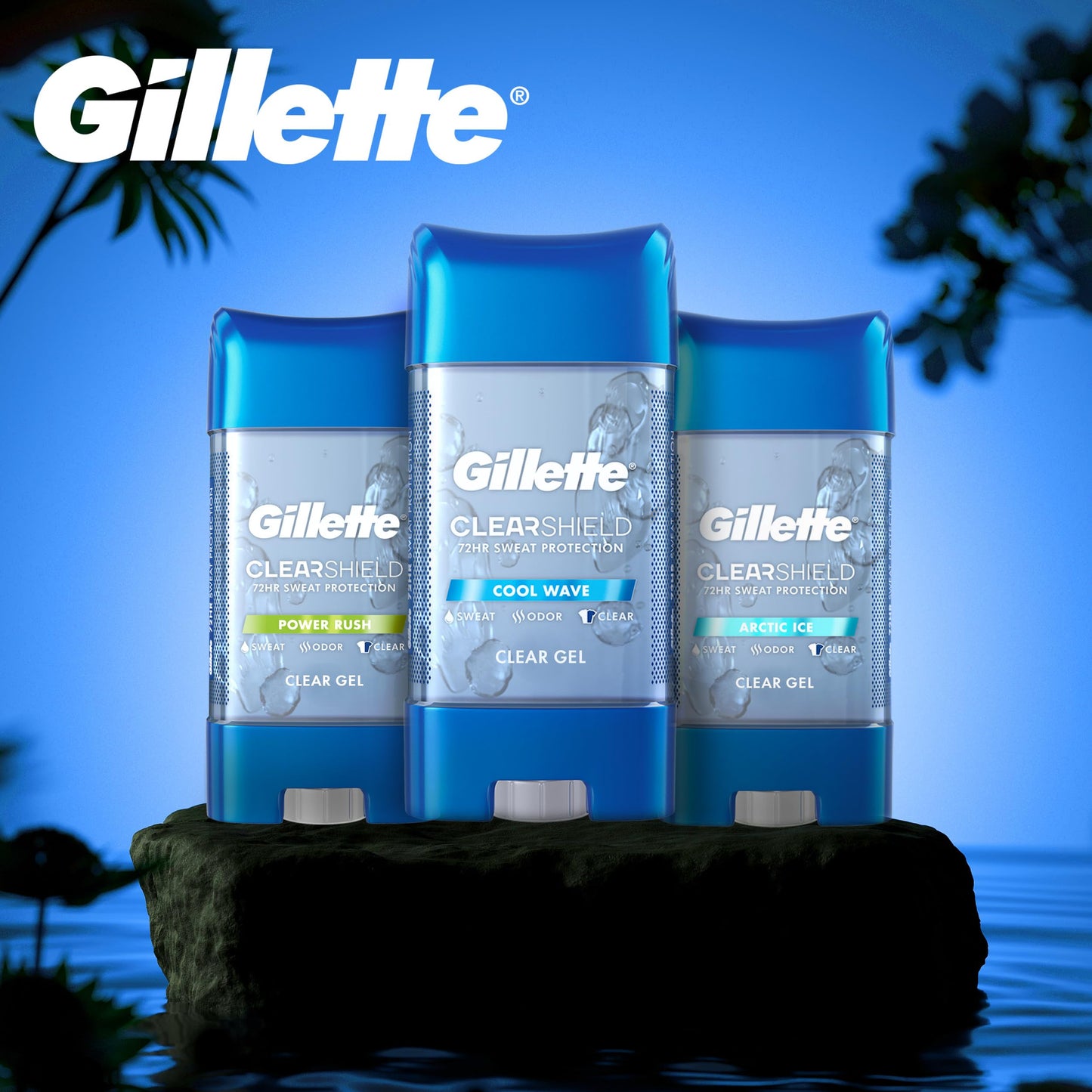 Gillette Antiperspirant and Deodorant for Men, 72hr Sweat & Odor Protection, Long Lasting Freshness, Anti-White Mark Technology, Clear Gel, Cool Wave Scent, 3.8 oz