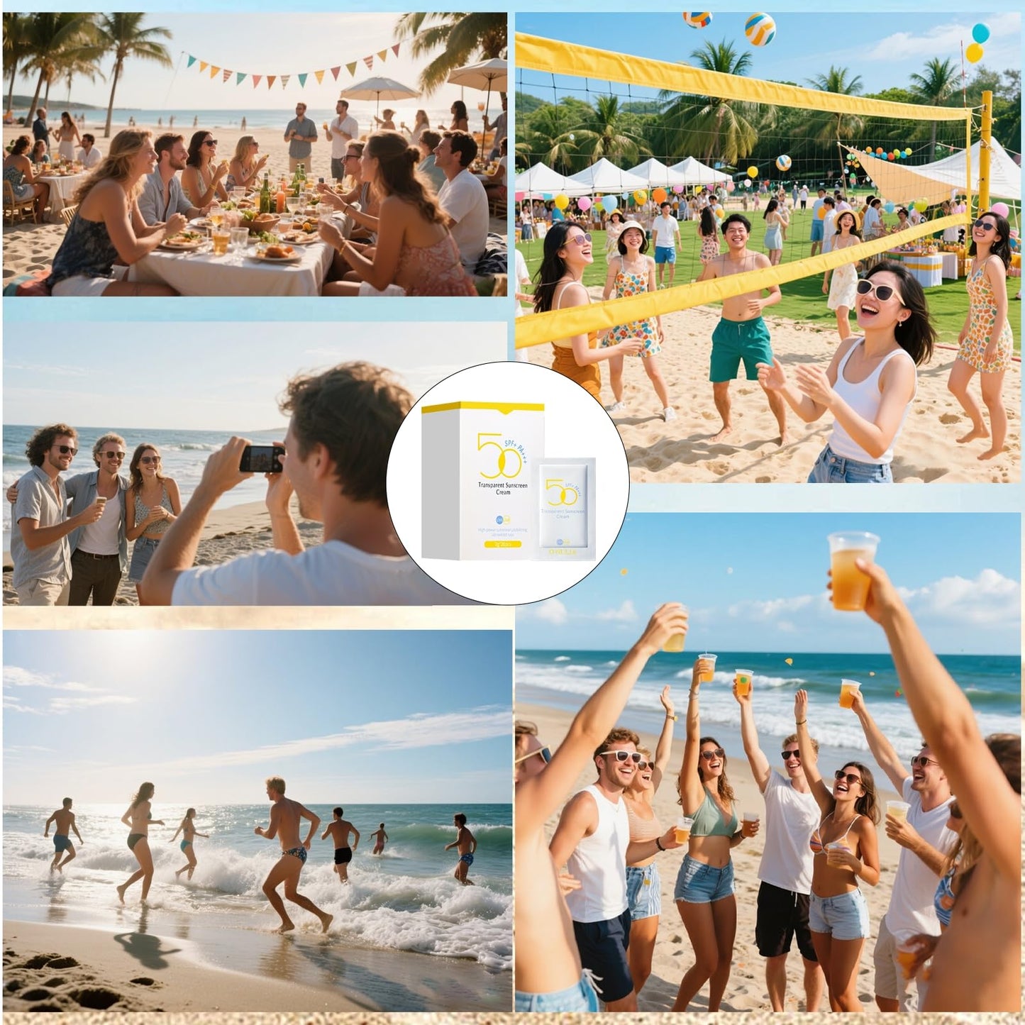 60PCS Travel Size Sunscreen SPF50+ PA+++ - Mini Sunscreen Infused with Centella Asiatica Extract & Hyaluronic Acid - Waterproof, Lightweight & Non-Greasy - Perfect for Summer Party & Thank You Gifts