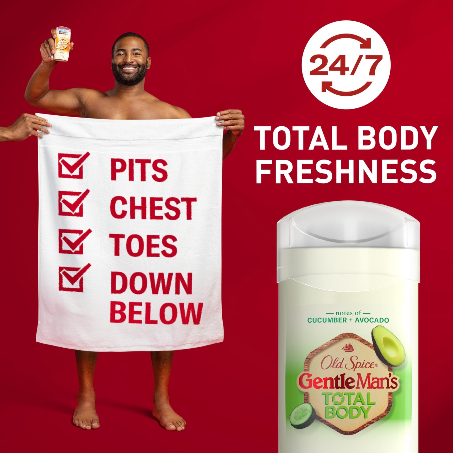 Old Spice Whole Body Deodorant Stick for Men, Aluminum Free, Cucumber + Avocado Scent, 24/7 Odor Protection, 24/7 Lasting Freshness, Dermatologist Tested, Gentle on Skin, Safe to Use All Over, 3.0 oz