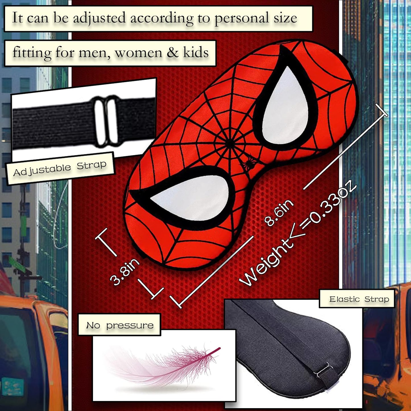 Cute Silk Sleep Mask, 2PACK Kids Eye Mask with Lightweight Adjustable Strap for Sleeping Boys Girls Women Men Travel Party Supplies