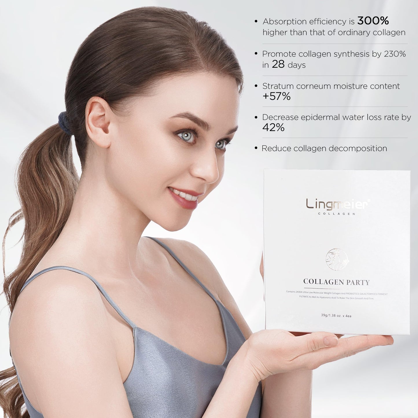 Lingmeier Collagen Face Mask - 80,000ppm Marine Hydrolyzed Collagen & Hyaluronic Acid | Overnight Hydration Gel Sheet for Deep Moisture | Gentle Formula, Safe for Sensitive Skin