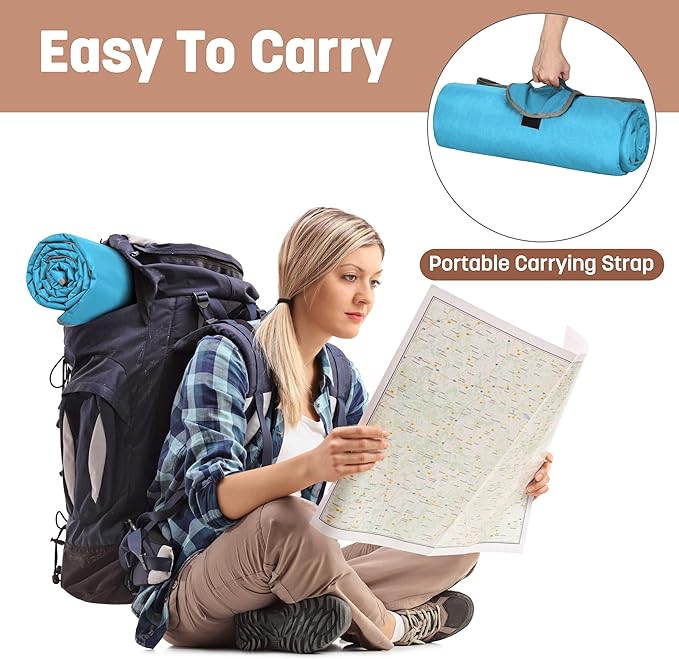 Tirrinia Waterproof Outdoor Blanket with Sherpa Lining, Windproof Triple Layers Warm Comfy Foldable for Camping Stadium, Beach, Picnic, Grass, Concerts, Car, Dog, 51''X 59'' & 59''X 80''