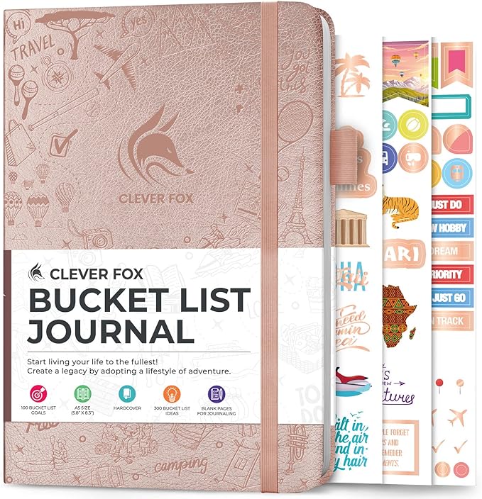 Clever Fox Bucket List Journal – Inspirational Book for Memories & Adventures – Motivational Bucket List Notebook for Couples, A5 (Rose Gold)