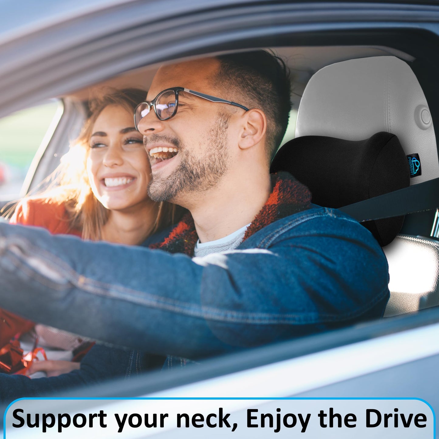 2 Pack Car Neck Pillow, 100% Memory Foam Car Headrest Pillow for Neck Support, Breathable Removable Cover & Adjustable Strap, Ergonomic Design for Driving Comfort, Neck Pain Relief, Travel