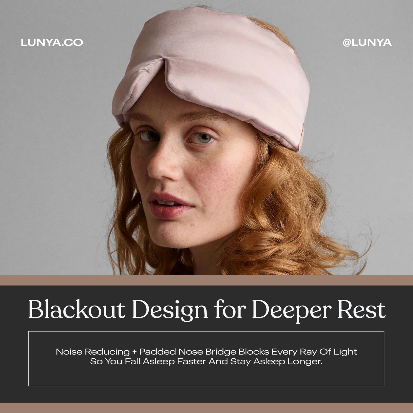 Lunya Washable Silk Sleeping Mask – Thermoregulating Mulberry Silk, Light Blocking and Comfortable Fit – Sleep Mask for Women and Men with Box – Delicate Pink – Small