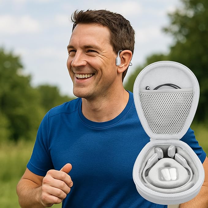 co2CREA Hard Case for SHOKZ New OpenRun Pro 2/1/Mini, OpenRun Standard/Mini, OpenMove, OpenSwim Pro, OpenSwim, Compatible with All SHOKZ Open-Ear Bone Conduction Sport Headphones, White Case