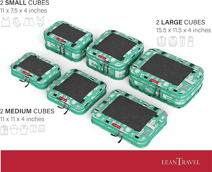 Compression Packing Cubes for Travel Organizers with Double Zipper, LeanTravel