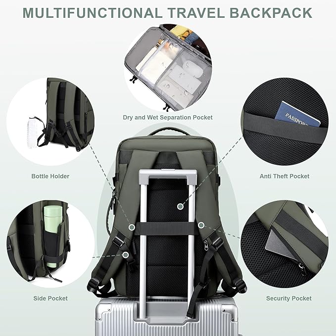 Carry On Travel Backpack, 35L-40L Expandable Extra Large Airline Approved,Lightweight Daypack for Men and Women