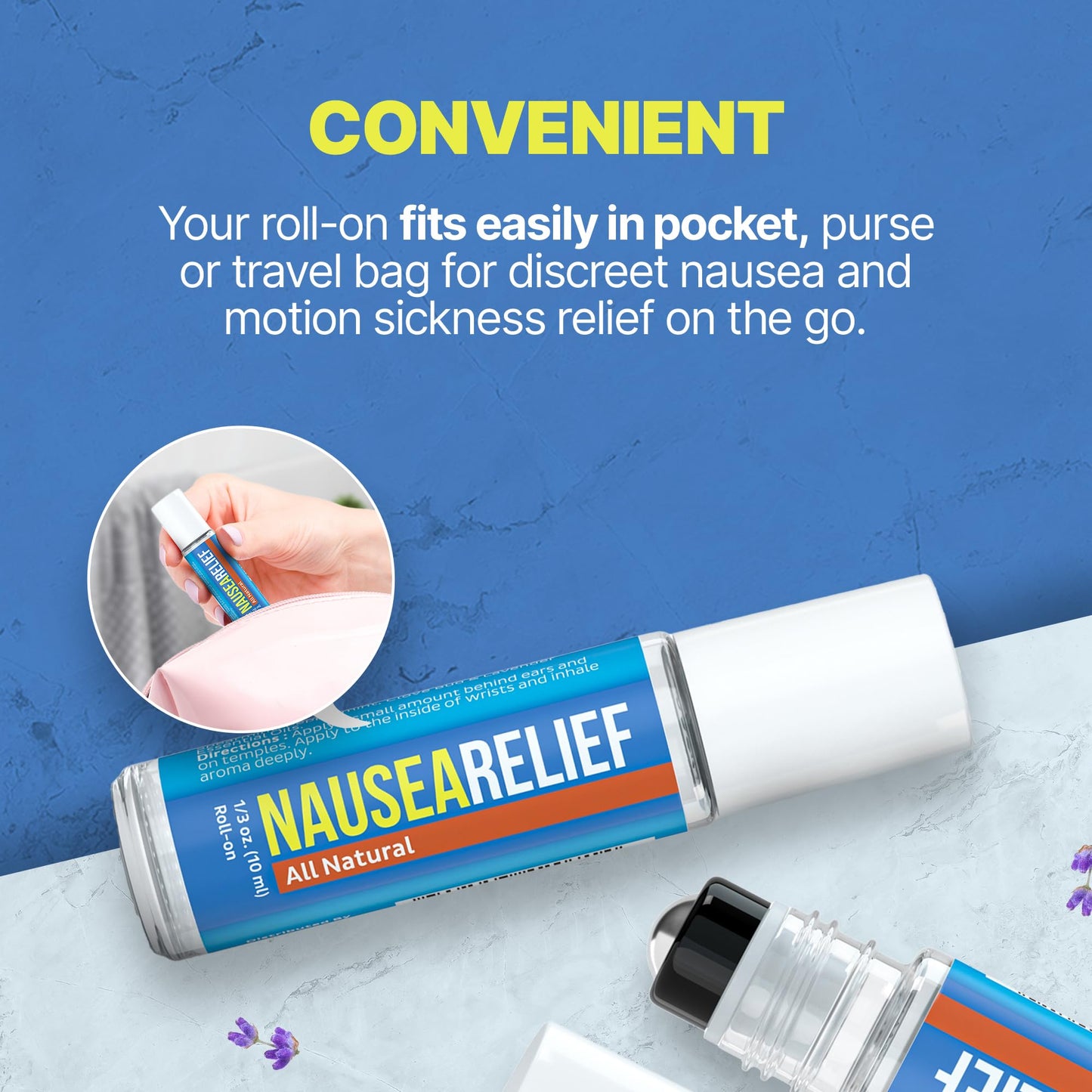 Migrastil Nausea Ease Roll-On (10ml) - Quick Aid for Queasiness from Motion Sickness, Migraines, Chemo, etc. - Cruelty-Free & Vegan. Made in The USA.