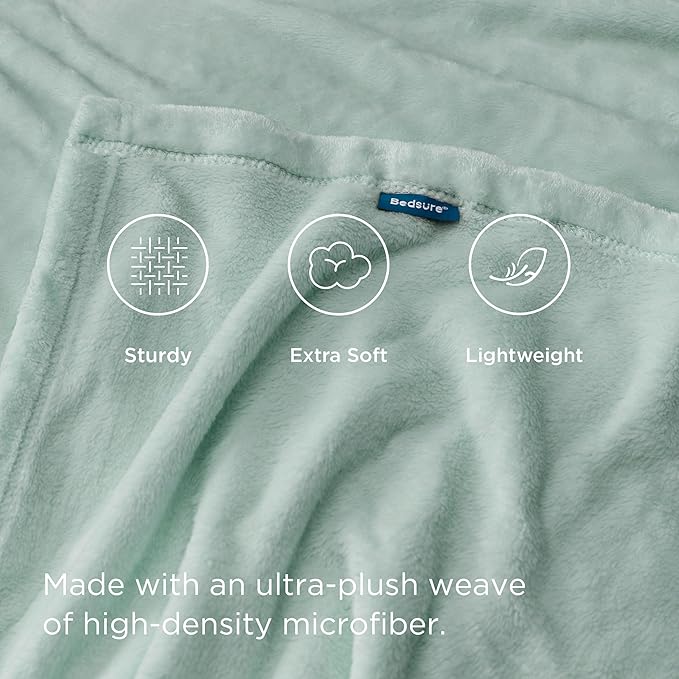 Bedsure GentleSoft Fleece Blanket Twin Size Sage Green - 300GSM Lightweight Plush Fuzzy Cozy Soft Warm Blanket for Bed, Sofa, Couch, Travel, Camping, 60x80 inches