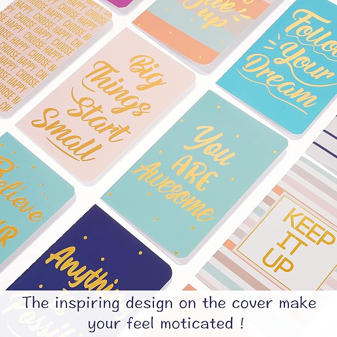 Cinrobiye 24 Pcs Mini Colorful Notebooks, Funny Motivational Journals Notepads Inspirational Notepads Small Pocket Notebook for Kids Teacher School Office Gift Bulk Prizes Travel Supplies (Gold)
