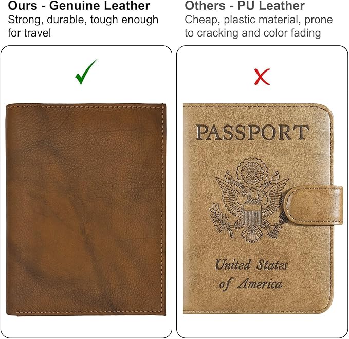 Antique Saddle RFID Genuine Leather Passport Wallet