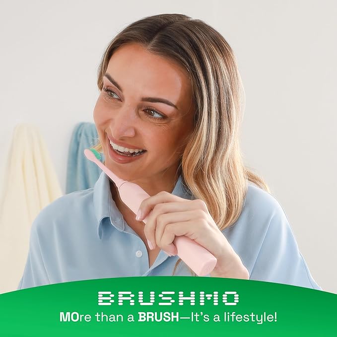 Brushmo Super Sonic Electric Toothbrush with 4 Replacement Heads - Rechargeable Electronic Tooth Brush for Adults with 5 Customizable Modes - IPX7 Waterproof & Long-Lasting Battery – Nova Pink