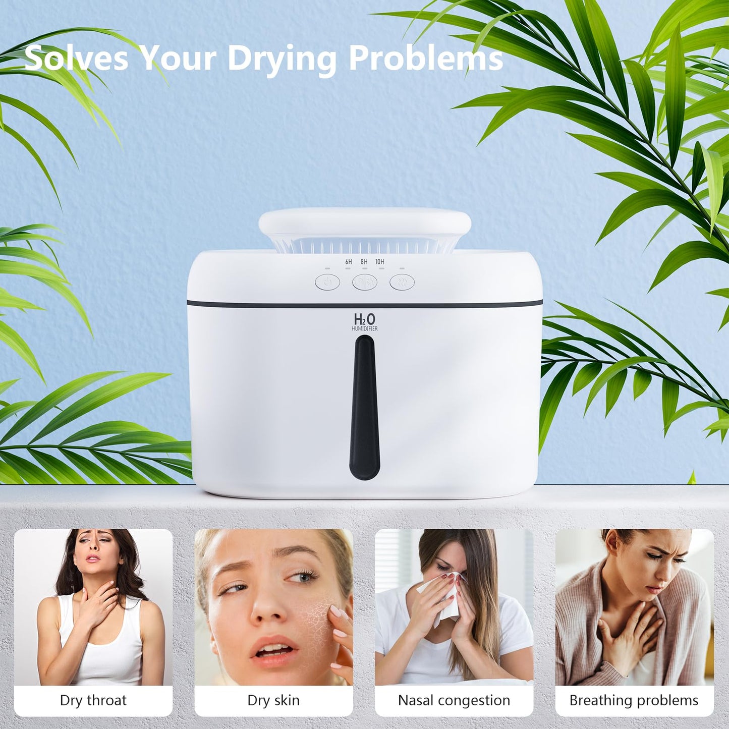 SZO Humidifiers for Bedroom, 2.5L Capacity, Auto Shut-Off, Easy to Fill & Clean, 16 dB Quiet Ultrasonic Humidifier for Large Room, Plants, Baby Nursery, Indoor, Night Light