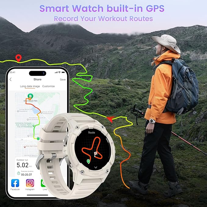 KOSPET Tank S2 Smart Watch for Women GPS, Pressure/Altitude/Compass, 5ATM Waterproof, 1.32" AMOLED Display Fitness Tracker(Answer/Make Call), AI Voice Assistant, 24H Sleep/Hear Rate Monitor