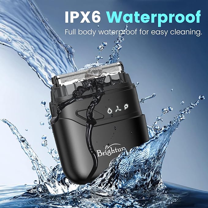 Brightup Electric Foil Shavers for Men, Mini Electric Razor for Shaving Face, Compact Travel Shaver with Floating Blades, Waterproof Wet/Dry Razor USB C Rechargeable