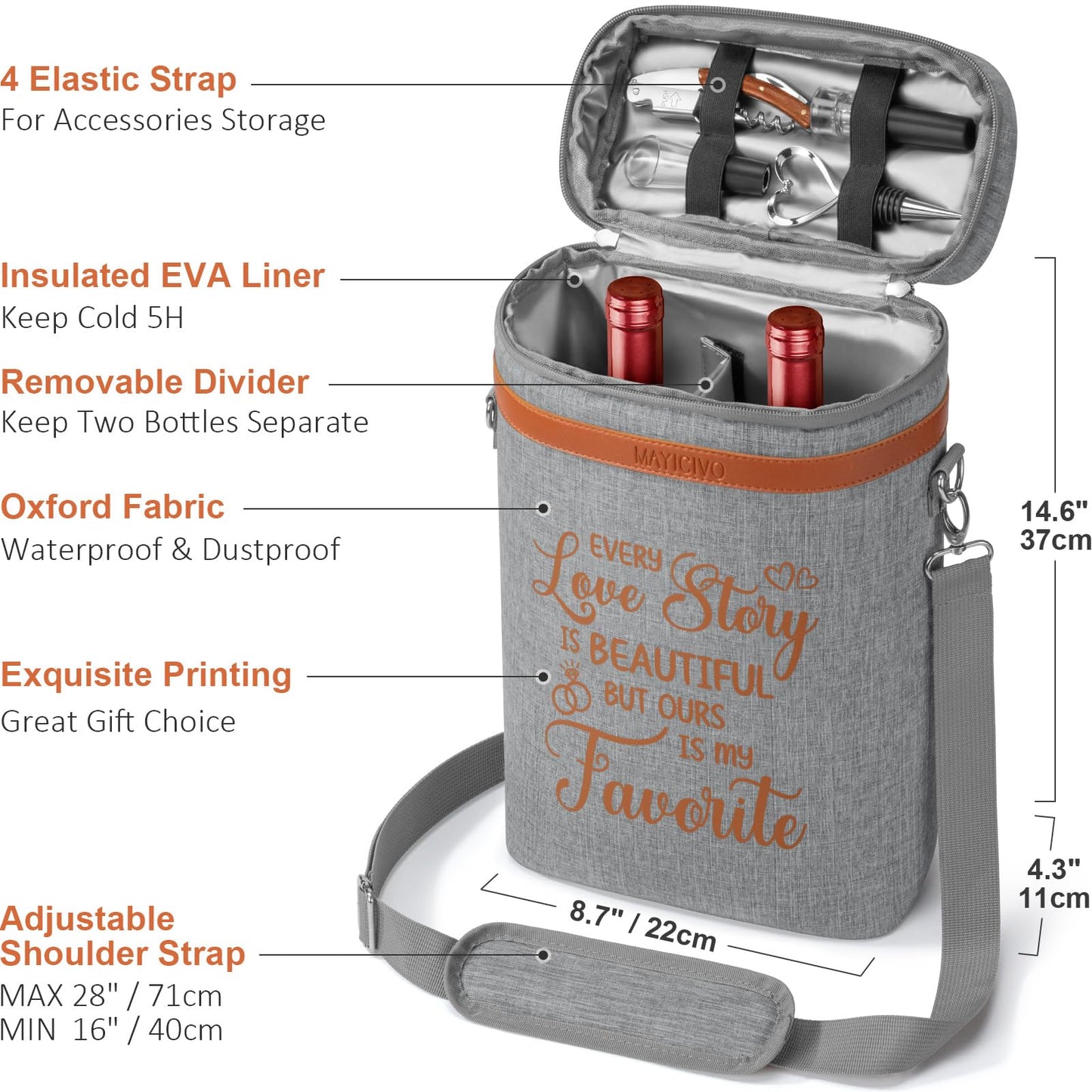 Anniversary Engagement Gifts for Men Women, Mr and Mrs Wine Tumblers Gifts - Funny Wedding Gifts for Couple, Bridal Shower, Newlywed - Insulated Wine Cooler Tote Bag with Glasses and Wine Accessories