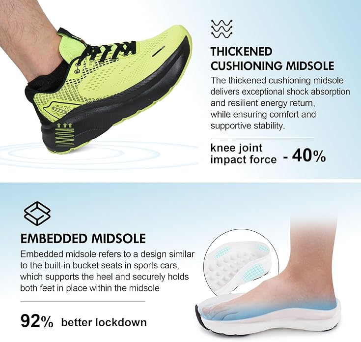 JACKSHIBO Wide Toe Box Shoes for Men Arch Support Shoes Wide Width Sneakers for Running Walking Athletic Tennis Orthopedic Plantar Fasciitis Workout with Thick Cushioned Zero Drop Sole