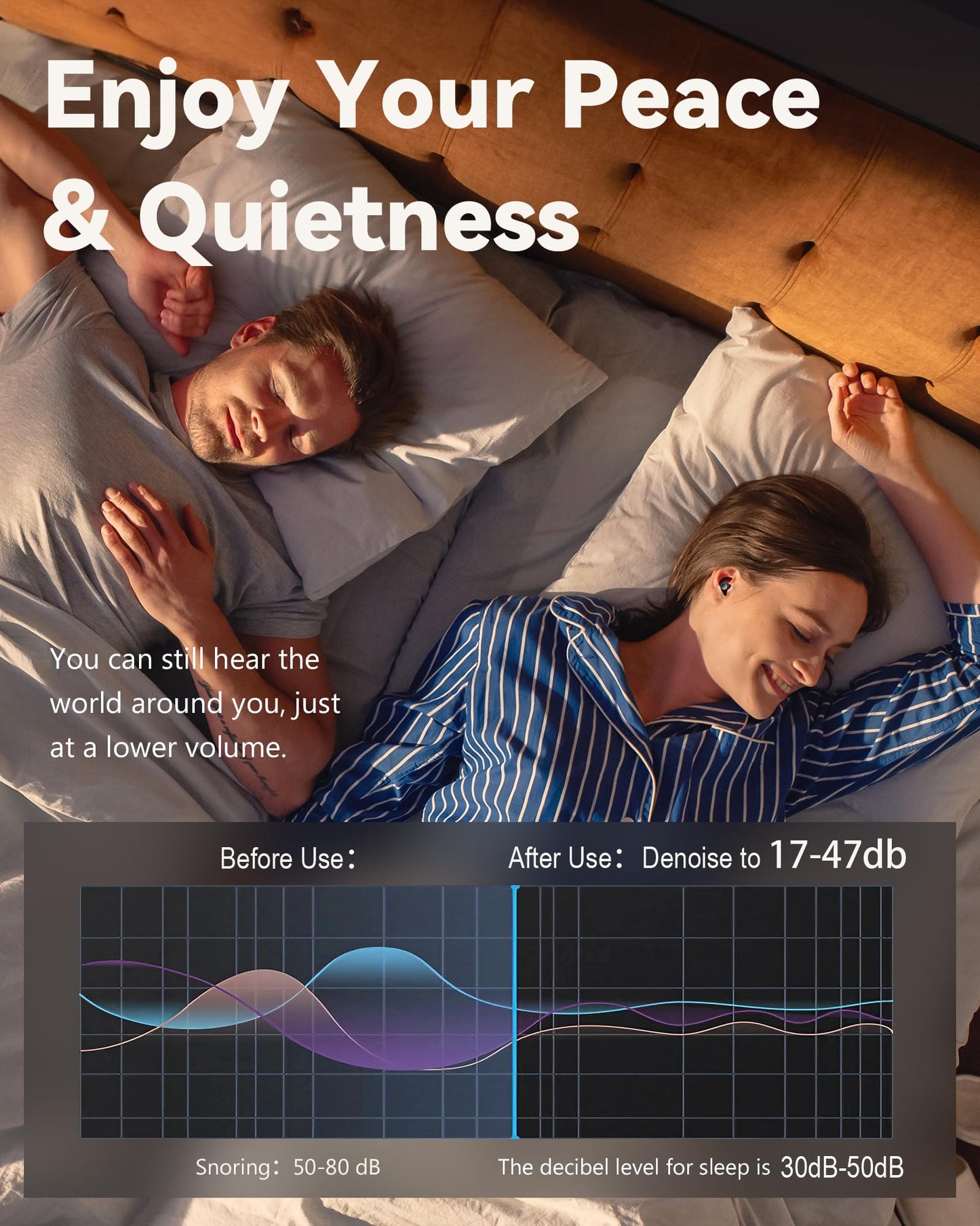 Ear Plugs for Sleeping - Noise Reduction Soft Silicone Earplugs, 2 Pairs Reusable Hearing Protection Earplugs for Noise Sensitivity, Sleep,Snore,Travel,Sound Reduction Noise Cancelling -(Black-Silver)