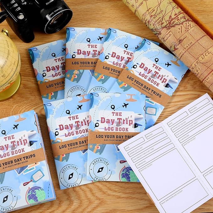 Jetec 12 Pcs Compact Travel Notebooks and Journals Vacation Road Trip Planner Organizer Travel Petite Planner Daily Diary for Adults Youth with Unique Prompts to Capture Vacation Memories