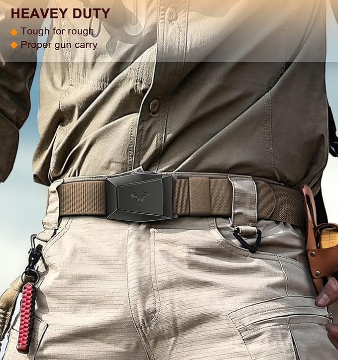 BULLIANT Men Belt 2 Pack,Nylon Web Holster Belt Stretch for Gift Men Outdoor Work Sports Hunting Hiking,Quick Release