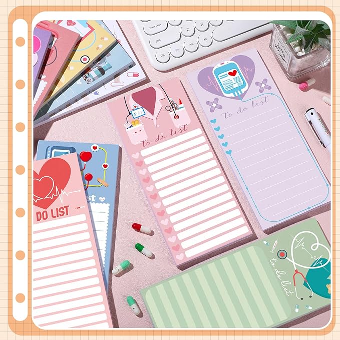 Censen 10 Pack 500 Sheets To Do List Notes Daily Checklist Notepads with 50 Sheets Each Undated Color Memo Pad Block Shopping List Pad Weekly Plan Notepad Organizer Planners(Colorful,Nurse)