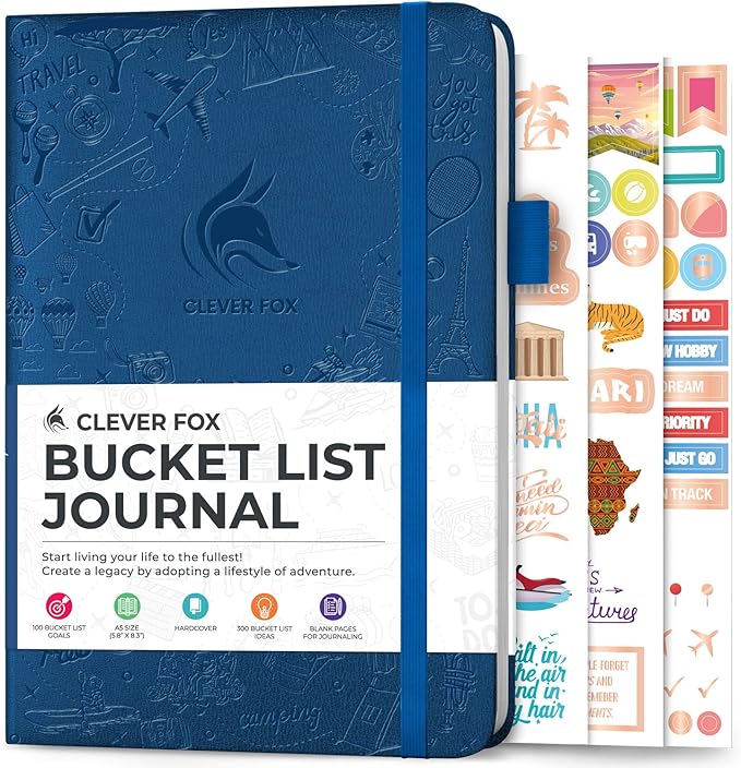Clever Fox Bucket List Journal – Inspirational Book for Memories & Adventures – Motivational Bucket List Notebook for Couples, A5 (Mystic Blue)