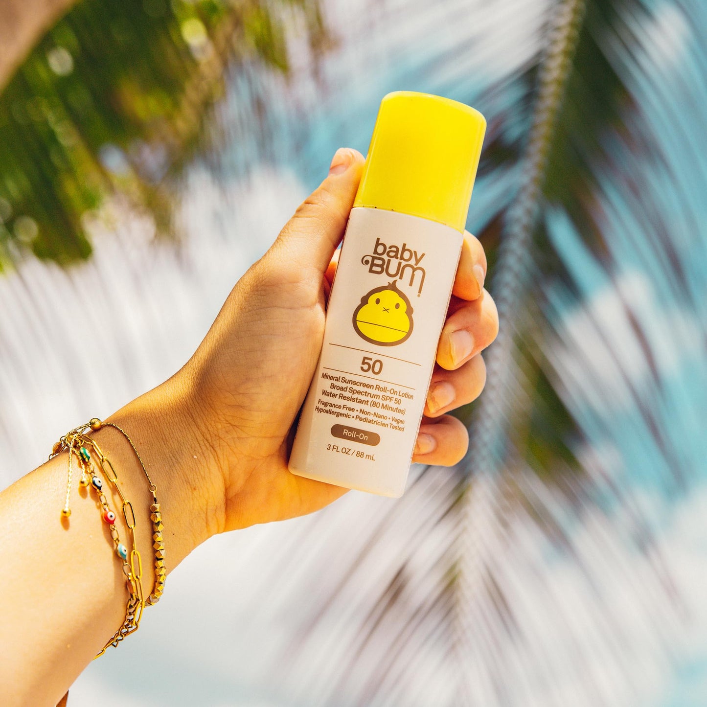 Sun Bum Baby Bum Mineral SPF 50 Roll-On Sunscreen - Vegan and Hawaii 104 Act Compliant (Without Octinoxate & Oxybenzone) - Broad Spectrum Moisturizing UVA/UVB - Roller Ball Sunscreen Lotion - Travel Size - 3 oz