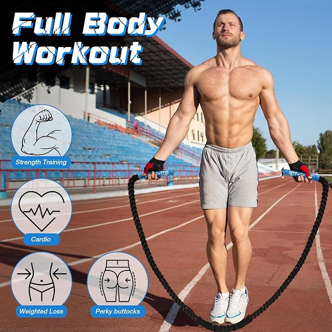 Jump Rope, 3.75 LB/2.65 LB Weighted Jump Rope for Fitness, Heavy Skipping Rope for Home Gym Workout, Weight Loss, Strength Training, Total Body Exercise Equipment