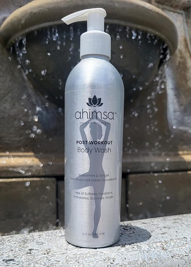 Ahimsa Natural Body Wash for Women | Hydrating & Moisturizing Body Wash Sensitive Skin | Antioxidant-Rich Bath & Shower Gels with Spearmint & Ginger | Gentle, Plant-Based, Organic Formula | 10oz