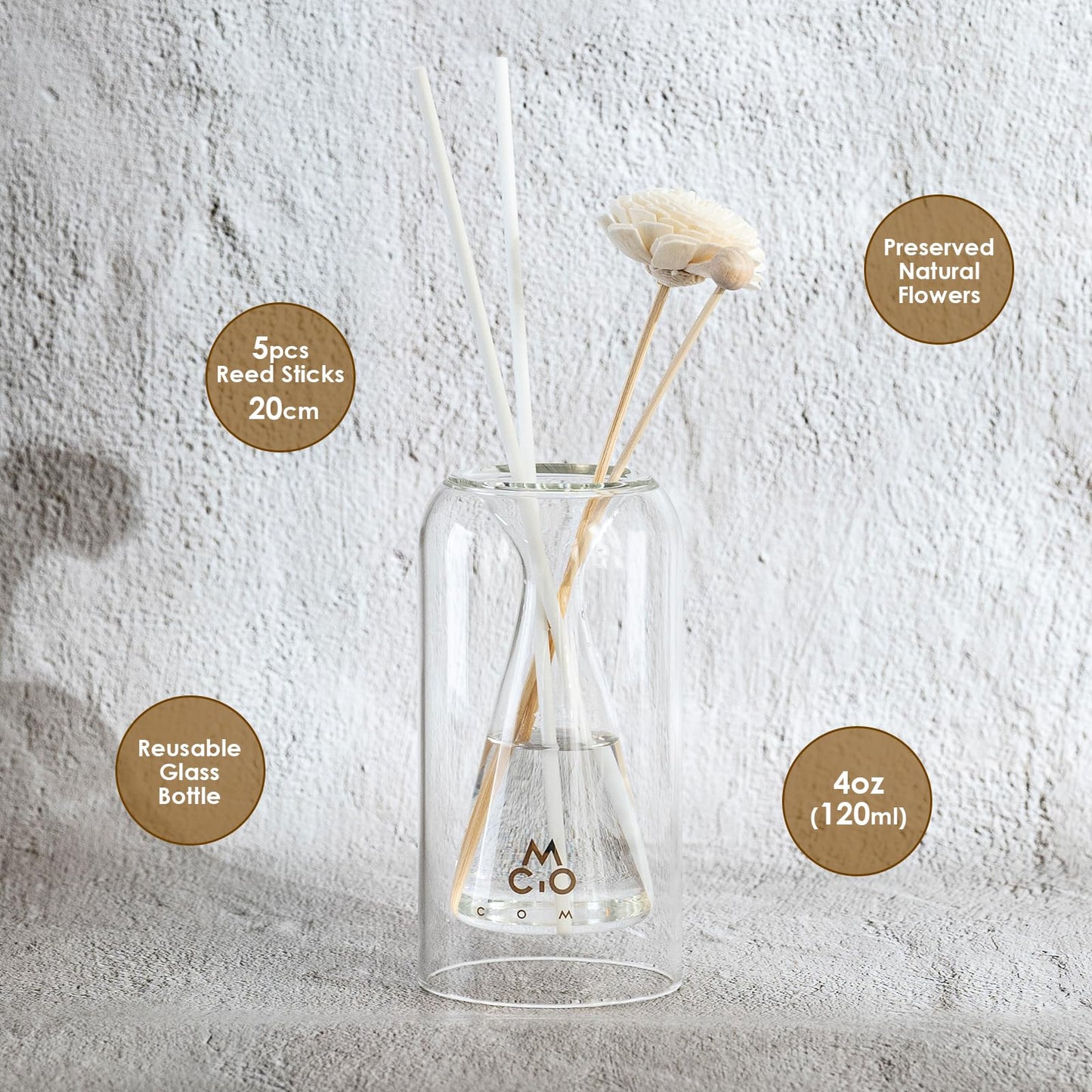 Empty Fragrance Glass Reed Diffuser Bottles with 5pcs Reed Diffuser Sticks,Luminous Base,Decorative Flower Bud Fragrance Accessories Use for DIY Replacement Reed Diffuser Sets,Triangle