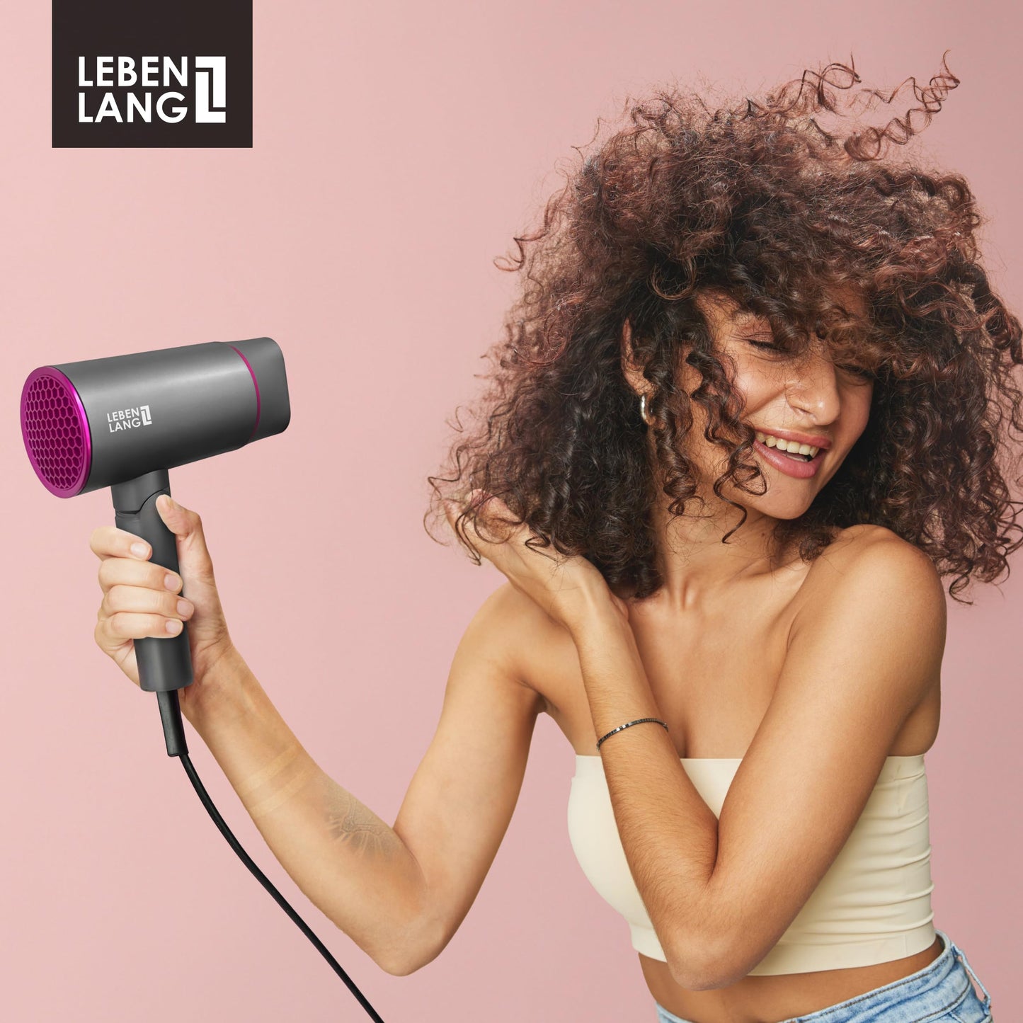 LEBENLANG Ionic Hair Dryer, 1875W - Foldable, Portable, Compact, Mini, Travel, Diffuser, Curly Hair