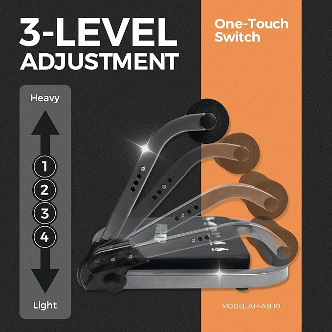 AIRHOP Ab Machine for Stomach Workout, Abs Workout Equipment for Sit Up Exercise, 4-Speed Adjustable Ab Trainer Machine with Automatic Rebound, Home Gym Abdominal Exercise Equipment for All Ages