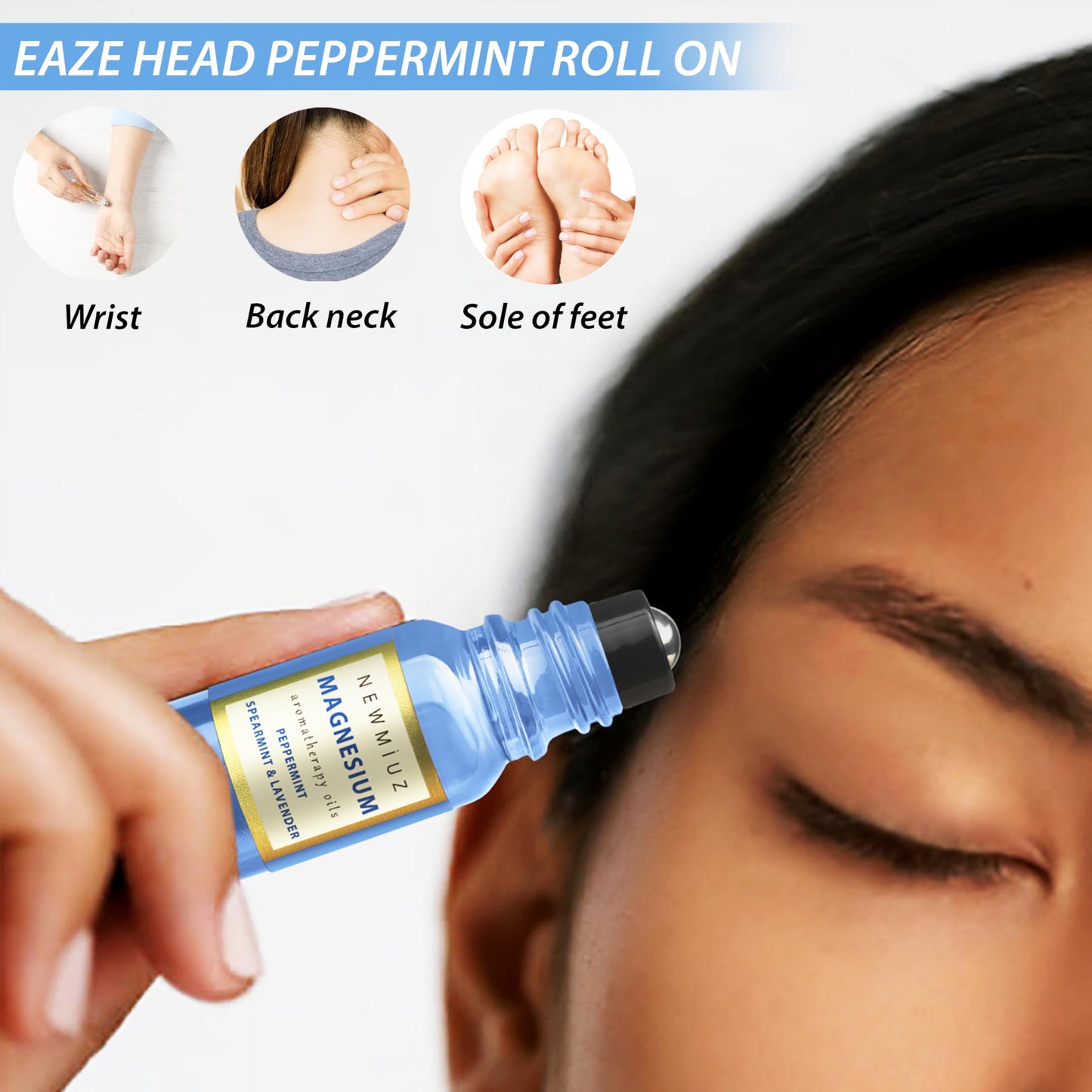 Migraine Roll on Stick Headache Magnesium Arnica Montana Oil Peppermint Eucalyptus Lavender Spearmint Essential Oil Stress Relief Gifts for Women