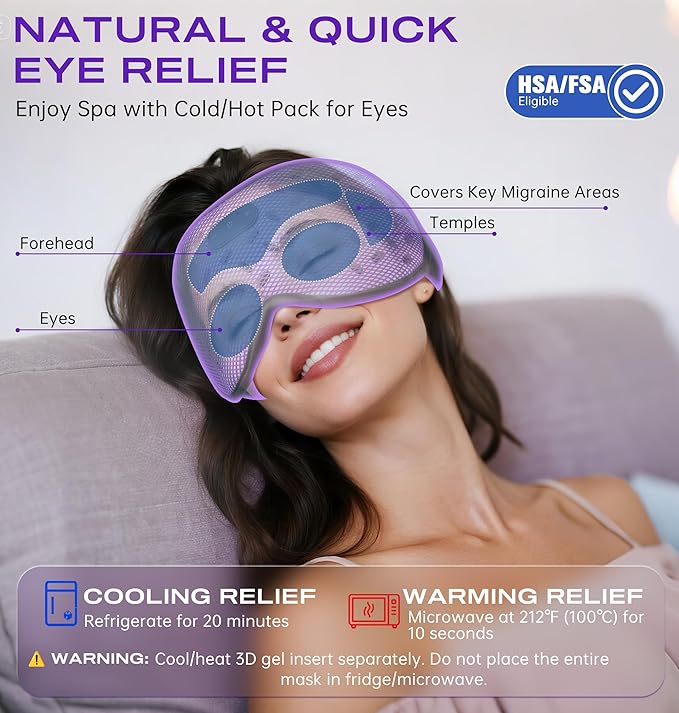 Sleep Mask Headphones Bluetooth 5.4 with 3D Removable Hot & Cold Compress, TOPOINT Weighted Eye Mask Blackout Soft, Cooling Breathable for Women Men Deep Sleep Relax Tired Eyes Migraine Office Travel