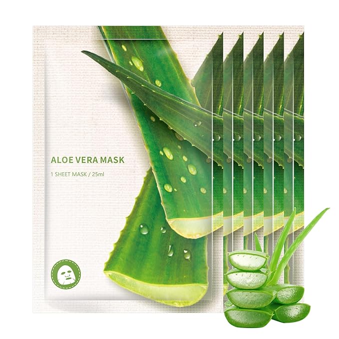 Aloe Facial Mask for Women,Hydrating Face Mask Sheet Home SPA,Moisturizing Face Sheet Mask for Dry,Oily,Sensitive Skin 25ml（5Pack）