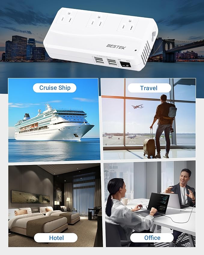 BESTEK 220v to 110v Voltage Converter, US to Europe Converter for Hair Straightener/Curling Iron, Power Converter for European Travel, (EU/UK/AU/JP/India/South Africa Universal Plug Adapter)