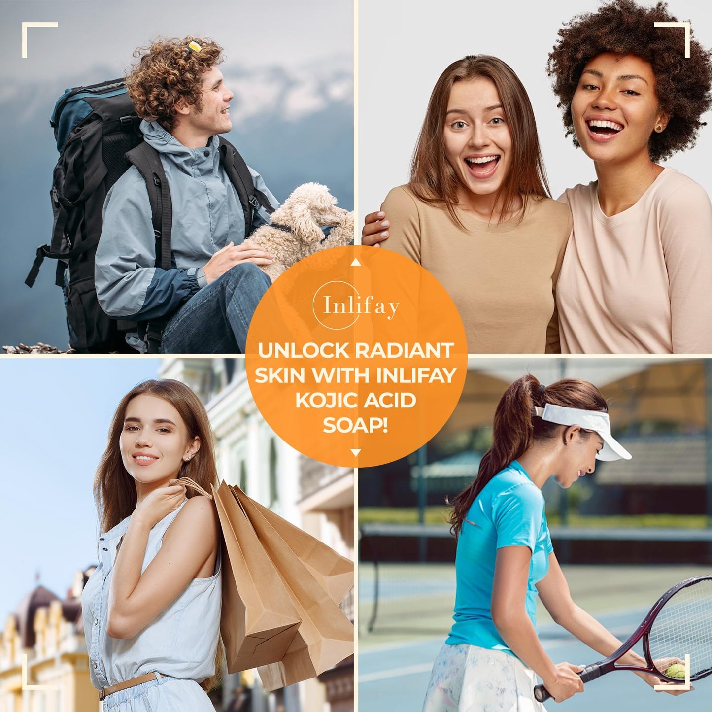 Inlifay Turmeric Soap for Dark Spots: Kojic Acid Soap for Women with Hyperpigmentation - Home Travel Use Skin Cleansing