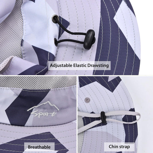 Sun Hats for Men Women Fishing Hat UPF 50+ Breathable Wide Brim Summer UV Protection Hat with Face Cover & Neck Flap