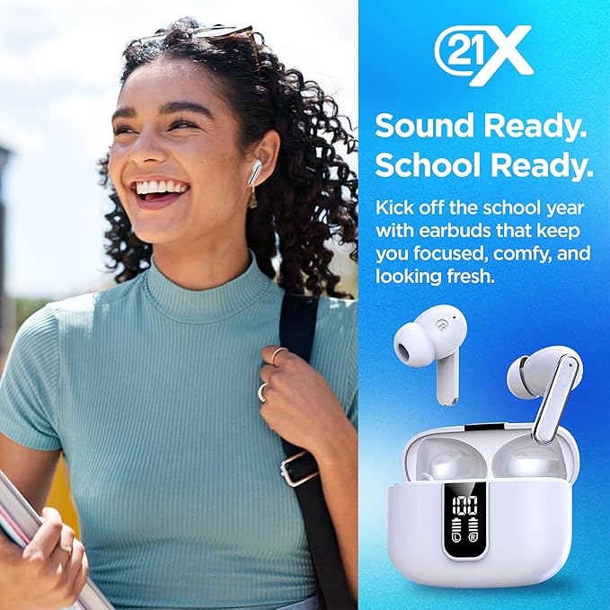 Bluetooth Earbuds with ANC, HiFi Sound, 20H Playback, LED Display Case, BT 5.3, Touch Control, IPX4 Waterproof, True Wireless Earphones for TV, Phone, Laptop – iOS & Android Devices Compatible